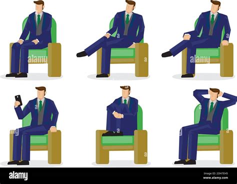 Set Of Business Characters In Six Sitting Positions Vector Illustration Design Stock Vector