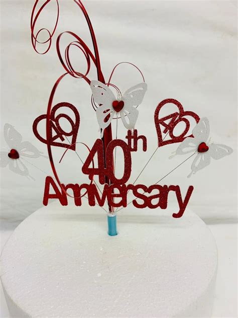 Ruby 40th Anniversary Cake Topper Display Etsy Uk