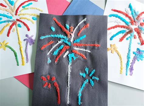 Fireworks Salt Painting Craft For Kids Fourth Of July Art Activity