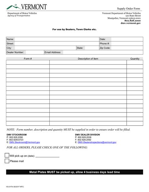 Printable Supply Order Form Template Printable Templates