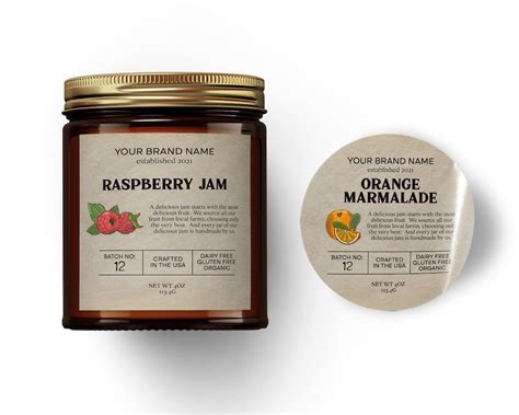 Editable Jam Label Round Honey Label Jam Label Printable Mason Jar