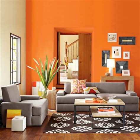Vibrant Orange Living Room Interior Design Ideas Living Room Color