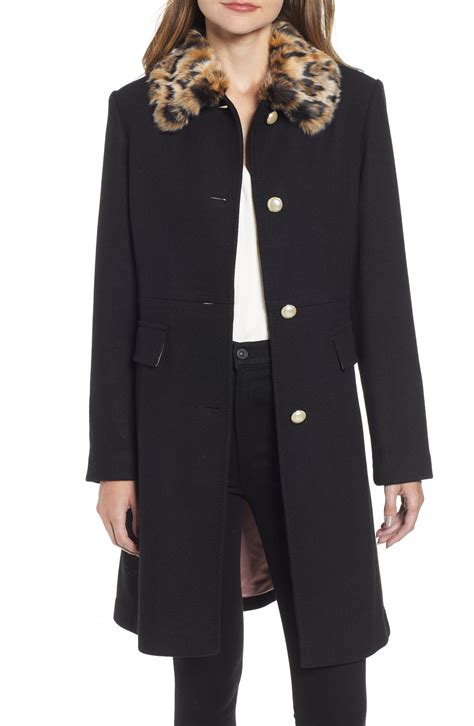 Kate Spade New York Faux Fur Collar Wool Blend Coat Nordstrom