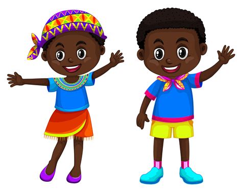 African Boy And Girl Smiling 607847 Vector Art At Vecteezy