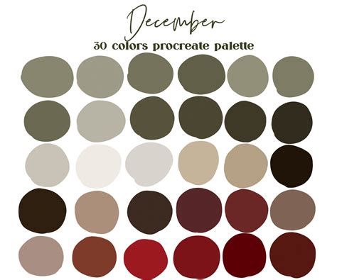 December Neutrals Procreate Color Palette Ipad Procreate Etsy