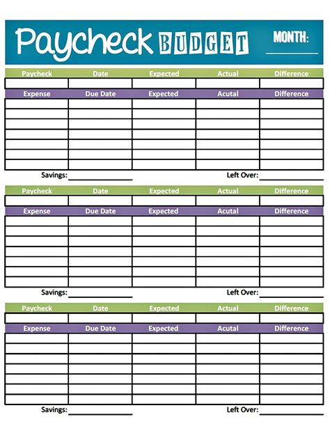 Free Printable Bi Weekly Budget Worksheets
