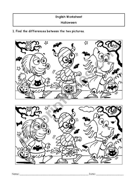 Halloween Spot The Difference Black And White Tims Printables B43