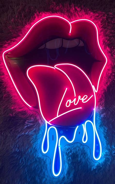 Dripping Lips Neon Sign Sweat Lips Signs Sexy Dripping Lips Etsy