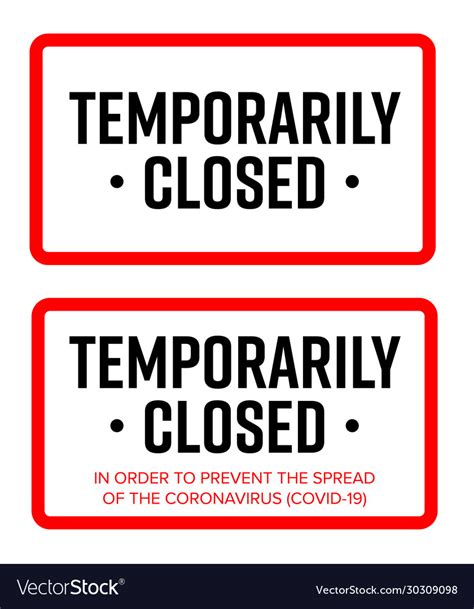 Temporarily Closed Sign Coronavirus News Vector Image