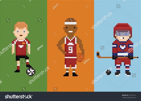 Pixel Art Style Illustration Sportsman Football Stock Vector Royalty