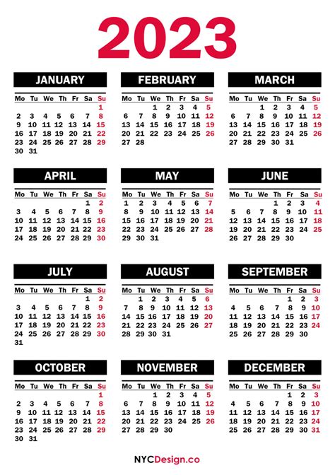 2023 Calendar Printable Free Pdf Black Ms Printable
