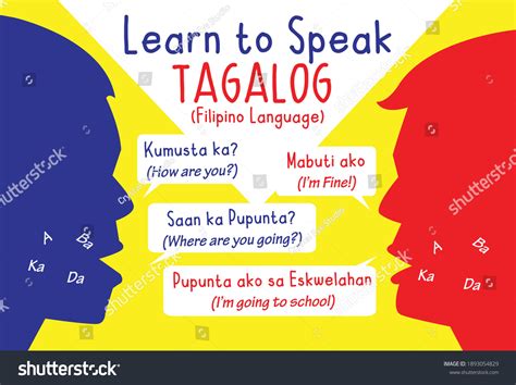 Learn Speak Tagalog Filipino Language Two เวกเตอร์สต็อก ปลอดค่า