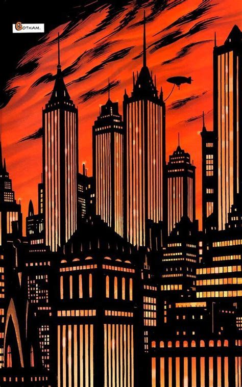 Dc Comics Gotham City Skyline City Art City Illustration