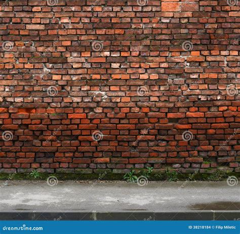 Brick Wall With Sidewalk Stock Photo Image Of Detail 38218184