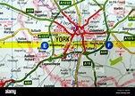 Road Map of York, England Stock Photo - Alamy