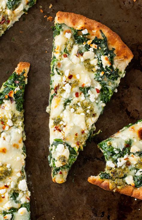 Three Cheese Pesto Spinach Flatbread Pizza New Food Lovers