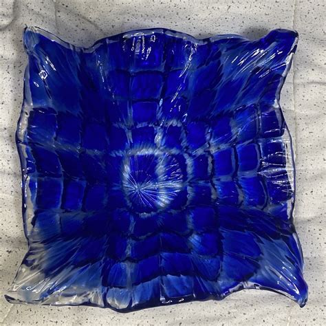 Vetro Eseguito Murano Glass Bowl Cobalt Blue Hand Blown Exquisite