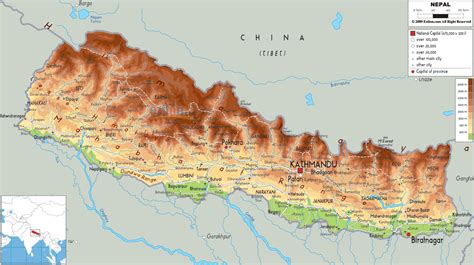 Physical Map Of Nepal Ezilon Maps
