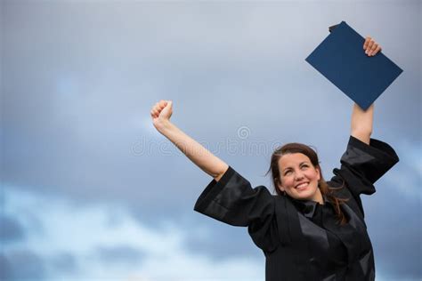 Pretty Young Woman Celebrating Joyfully Her Graduation Stock Image