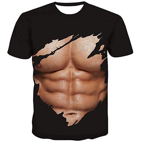 Qciv Muscle Tee Shirts For Men Funny T Shirt With Abdominal Muscle 3d Printed Graphics M