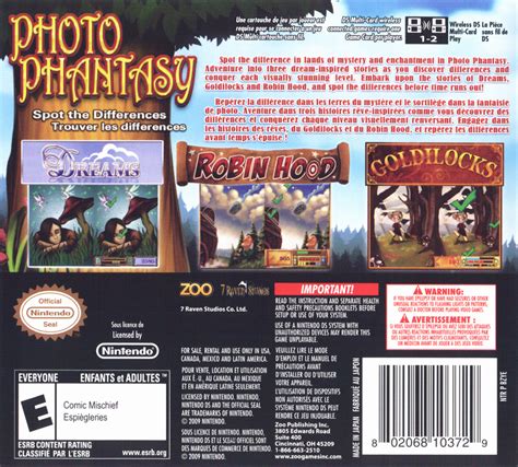 Photo Phantasy Spot The Differences 2011 Nintendo Ds Box Cover Art