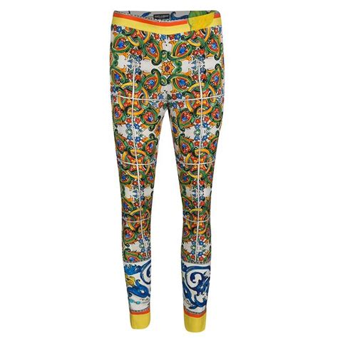 dolce and gabbana multicolor majolica print tapered pants s at 1stdibs