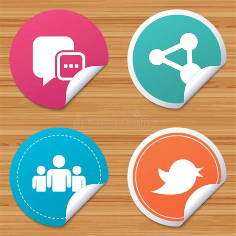 Social Media Icons Chat Speech Bubble And Bird Stock Vector