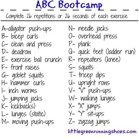 Sie fördern aktiv die bewegung an der frischen luft. Abc bootcamp, Alphabet workout, Spell your name workout