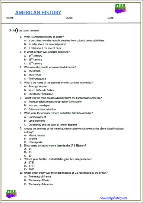 History For 4th Graders Printable Worksheets