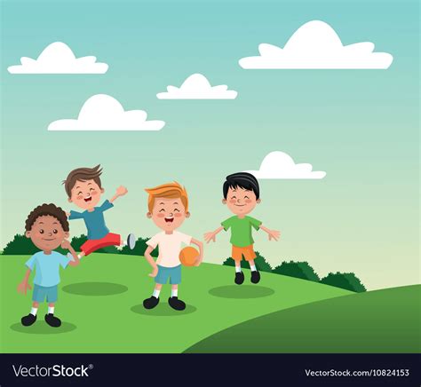 Group Of Happy Boys Cartoon Kids Royalty Free Vector Image