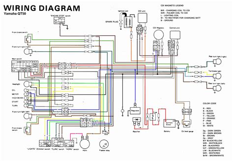 Wiring diagrams and trouble diagnosis aks000wm when you read wiring diagrams, refer to the following: yamaha qt50 color coded schematic — Moped Army