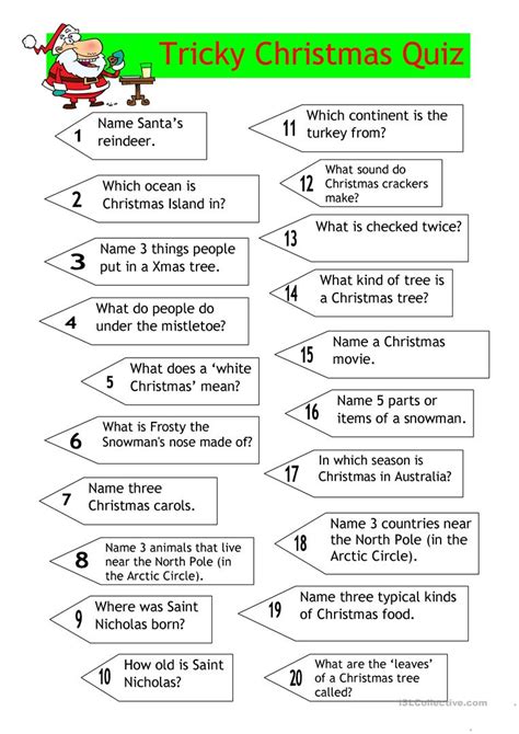 Quiz Tricky Christmas Quiz English Esl Worksheets For