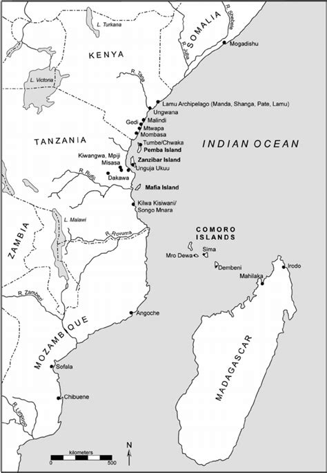Map Of The Eastern African Coast Showing Sites Discussed In Text