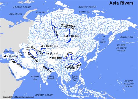 Free Labeled Map Of Asia Rivers In Pdf