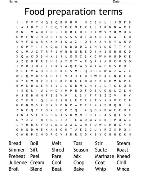 Cooking Terms Word Search Wordmint