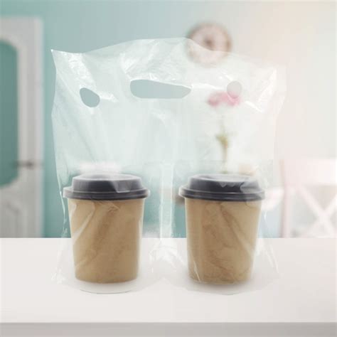Buy Plastic Drink Carrier Bags For Cups 100 Pieces Plastic Drink