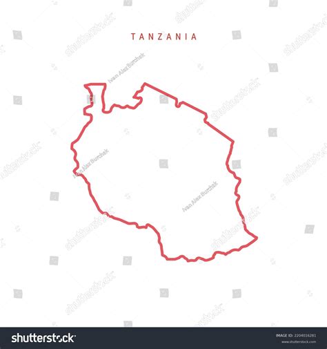Tanzania Editable Outline Map Tanzanian Red Stock Vector Royalty Free