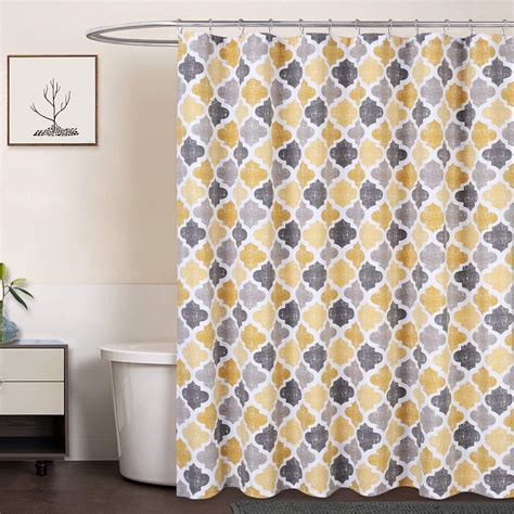 Fabric Shower Curtain Geometric Quatrefoil Patterned Modern Poly