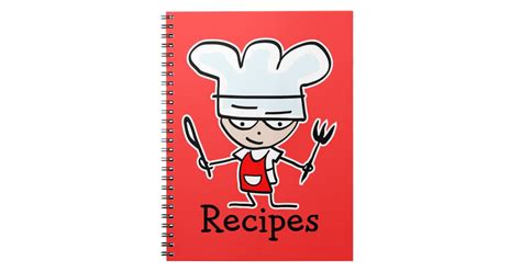 Recipe Notebook With Cute Cartoon Chef Cook Zazzle