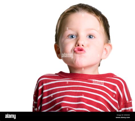 Portrait Of 4 Years Old Boy Making Funny Face Isolated On White Stock