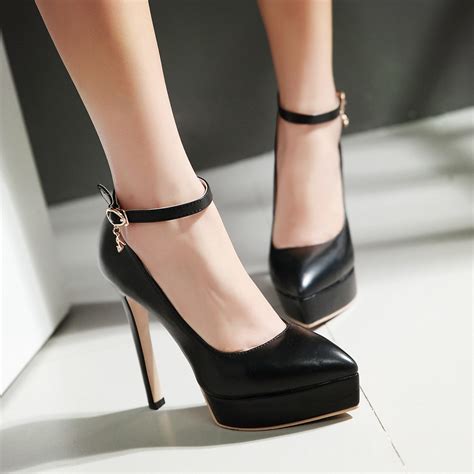 New 2017 Womens High Heels Platform Pointed Toe Ankle Strap High Heels