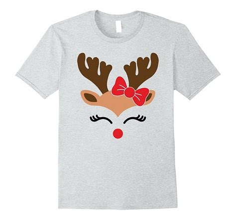 Reindeer Face T Shirt For Girls Funny Christmas Tee For Kids Fl