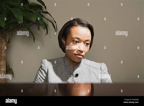 Business Woman Looking Worried Stock Photo Alamy