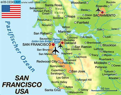 Map Of San Francisco Region In United States Usa Welt Atlasde