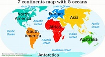 7 continents of the world and their countries