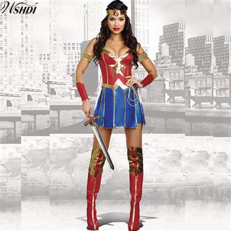 2018 Adult Women Halloween Wonder Woman Cosplay Sexy Costume Superhero