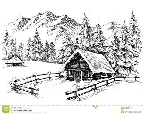 Log Cabins Easy Coloring Pages