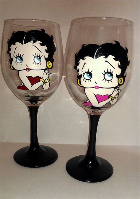 Betty Boop Hand Painted Wine Glasses Betty Boop Art Betty Boop Pictures Hand Painted Wine