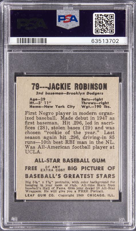 Lot Detail 1948 Leaf 79 Jackie Robinson Rookie Card Psa Ex 5