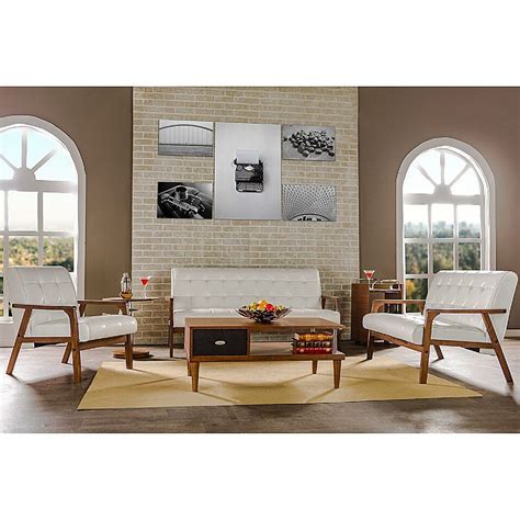 Baxton Studio Mid Century Masterpieces Loveseat In White Living Room